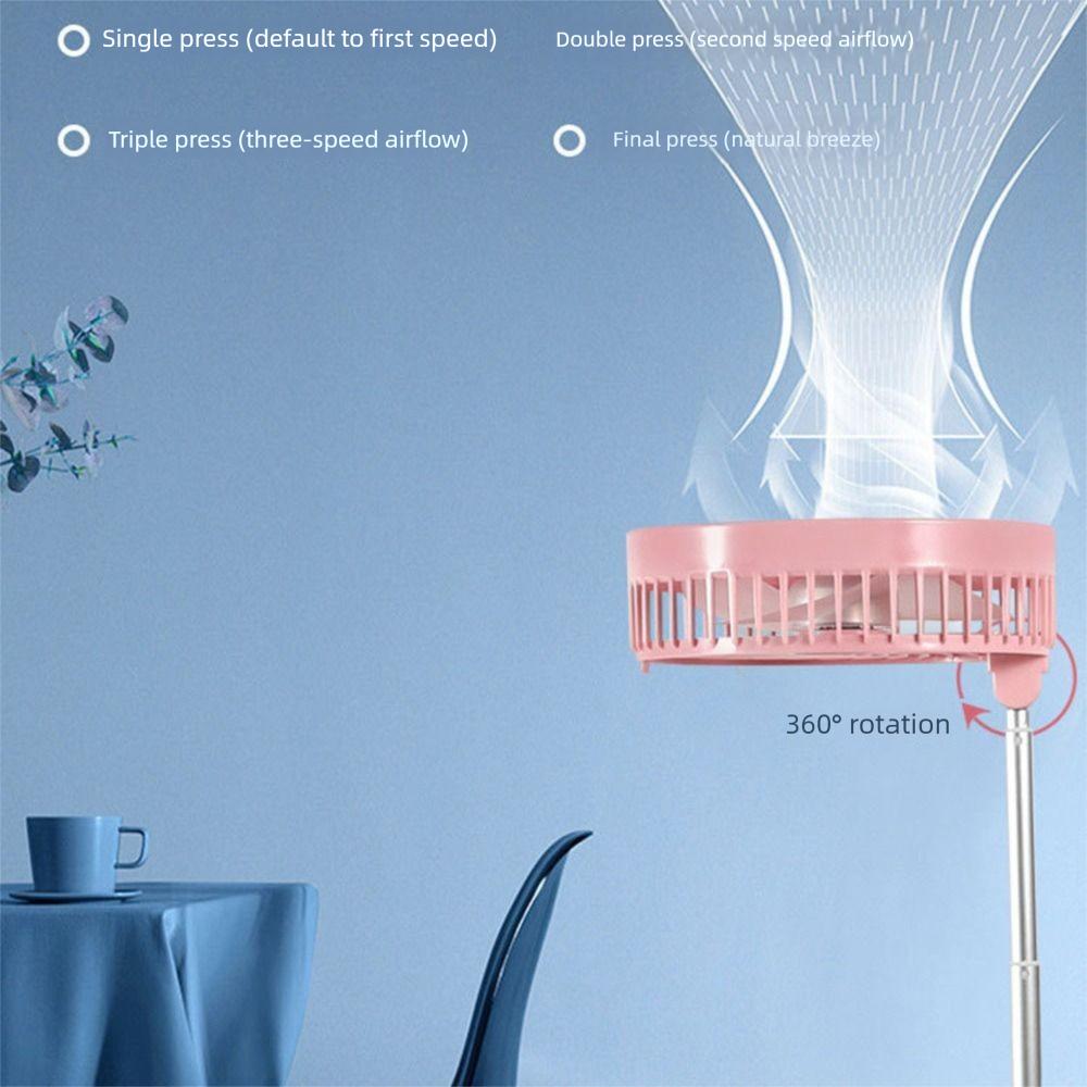 24H Long Battery Life Telescopic Electric Fan 1m Rotatable Foldable Floor Fan Creative Low Noise Air Conditioner Cooling Fan