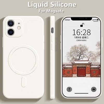 Luxuriöse Flüssigsilikon Magsafe Wireless Charge Hülle für iPhone 14 13 12 11 Pro Max 7 8 Plus Mini SE 2020 2022 Magnetische Abdeckung für Samsung S23 S22 Ultra