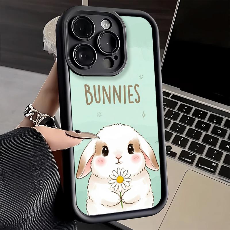 Phone Case for iPhone 17 Air 16E 15 16 Pro Max Cute Cartoon Bunny Rabbit Cover 14 Plus 13 12 Mini Soft Shell Silicone Fundas