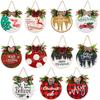 Joyful 28cm Wooden Christmas Door Plaque With Colorful Prints For Atmosphere Festive