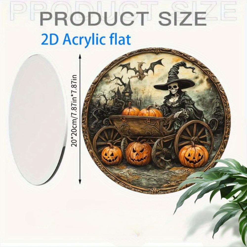 2D Flacher Halloween Anhänger - Halloween Totenkopf und Kürbis Sonnenfänger - Acrylkranz für Heim-, Büro- und Partydekorationen