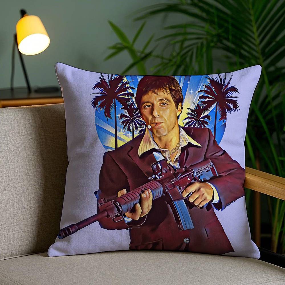 Hot Classic Movie Scarface-S Pillow Case Anti-dustmite Pillowcase Invisible Zipper Silky Short Plush Sofa Cushion Cover
