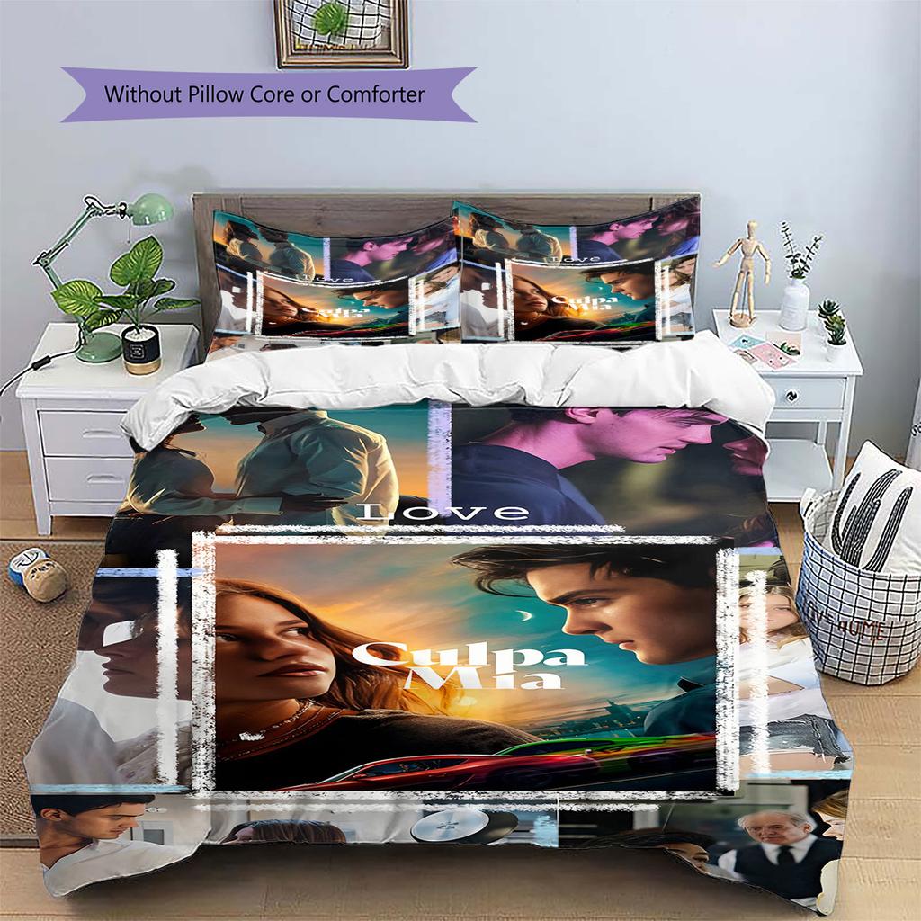 My Fault Pattern Bedding,Quilt Set Quilt Cover Pillowcase Home Birthday Gift(1 * Duvet Cover + 2 * Pillowcase, Without Core)