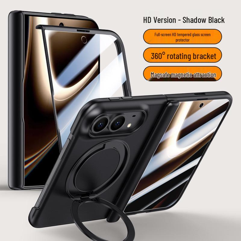 Apple iPhone Duo Foldable Magnetic Case with Rotating Bracket and Anti-Drop Protection.