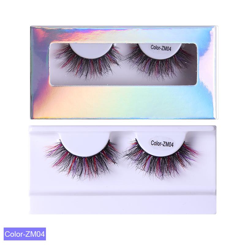 3D 6D Fluffy False Color Eyelashes Natural Full Strip Colored Makeup Cosplay Faux Mink Eyelashes