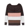 Fashion Women Casual Patchwork V-Neck Long Sleeves Hooded Sweater Blouse Tops