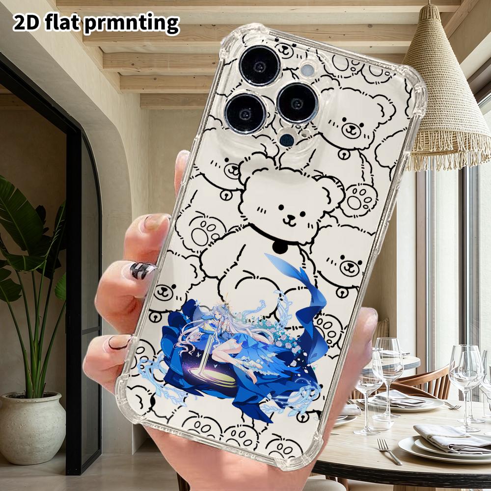 Phone Case: 2D flat suitable for iPhone 18 17 16 15 14 13 Pro transparent corner protection case, mermaid girl, Christmas and Halloween gift
