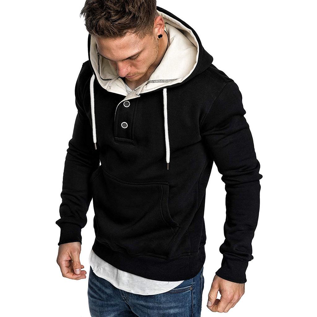 Men's  Spring Solid Color Long Sleeve Hoodies Sweatershirt Tops Shirt