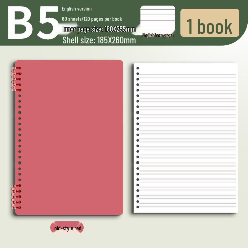 B5 Thick Loose-Leaf English Notebook for Elementary School - High-Value, Handwritten Practice Book