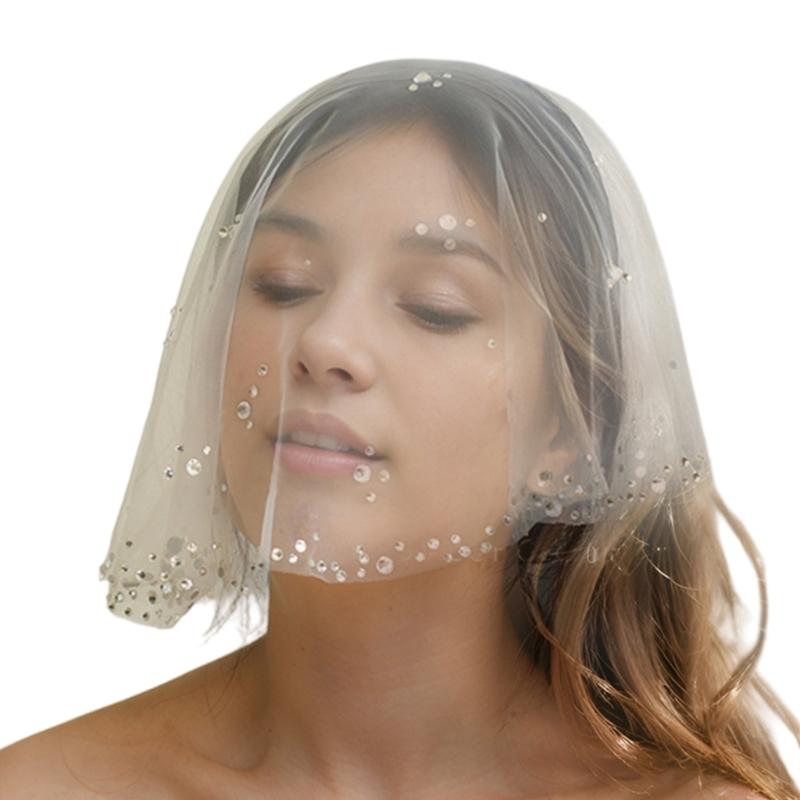 

White Veil Rhinestones Mantilla Head Covering Wedding Hair Accessories White Wedding Veil Headscarf White Veil 1 белый