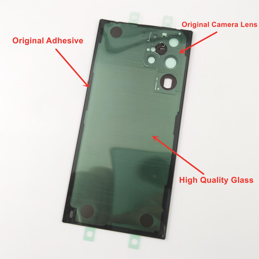 Matte Glass For Samsung Galaxy S22 Ultra 5G Battery Cover Rear Lid Back Door Housing  +  Camera Lens Glue Adhesive