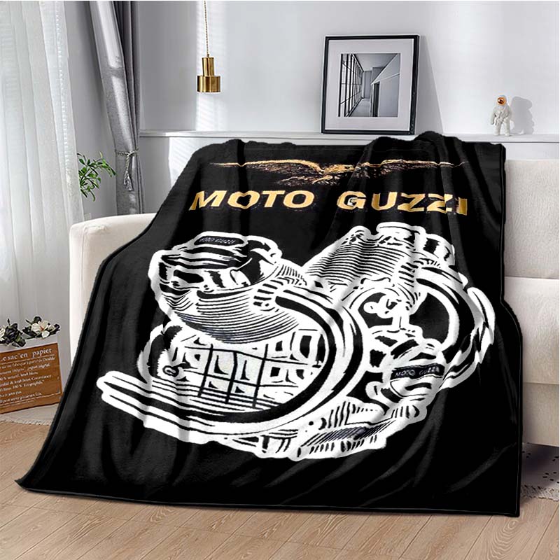 3D Retro Motorcycle G-Guzzi Flannel Printed Blanket Home Sofa Bed Warm Oversized Home Bedding Office Picnic Gift Soft Blanket