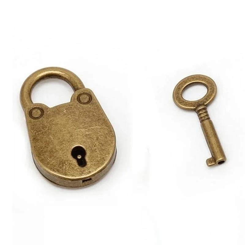 Mini Retro Metal Locks and Key Padlocks, Buckle Wooden Box Hook Lock, Upper and Lower Box Lock, Small Lock Padlock Lock
