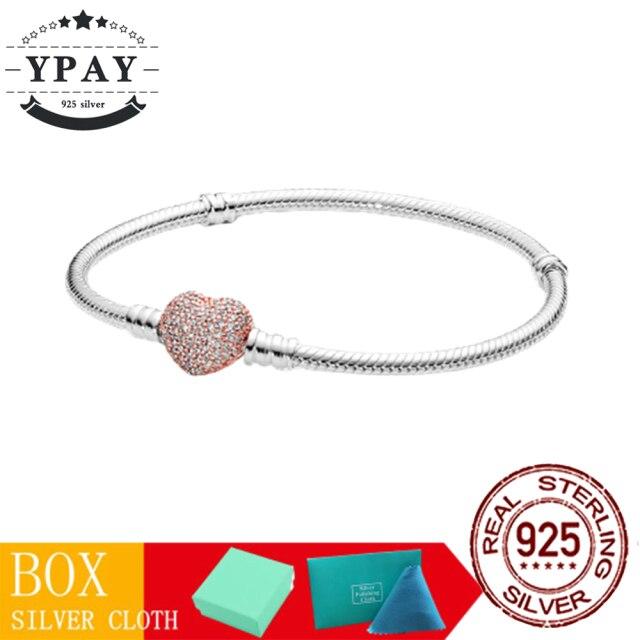 100 %Original Sterling Color Fashionable Jewelry Snake Chain Wrist Bracelet Women Shining Crown O Fit Charm Beads Clips Trendy Present