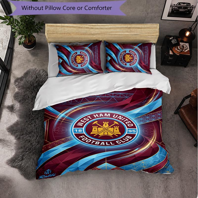 West Ham United Calcio Set Biancheria da Letto 3 Pezzi Morbido Set Copripiumino con Federe Set Decorazione Camera da Letto per la Casa