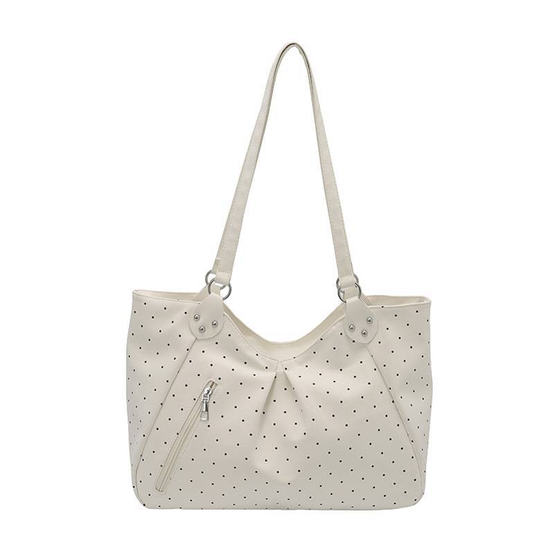 Borsa Tote a Pois in PU con Doppi Manici per Uso Quotidiano Casual