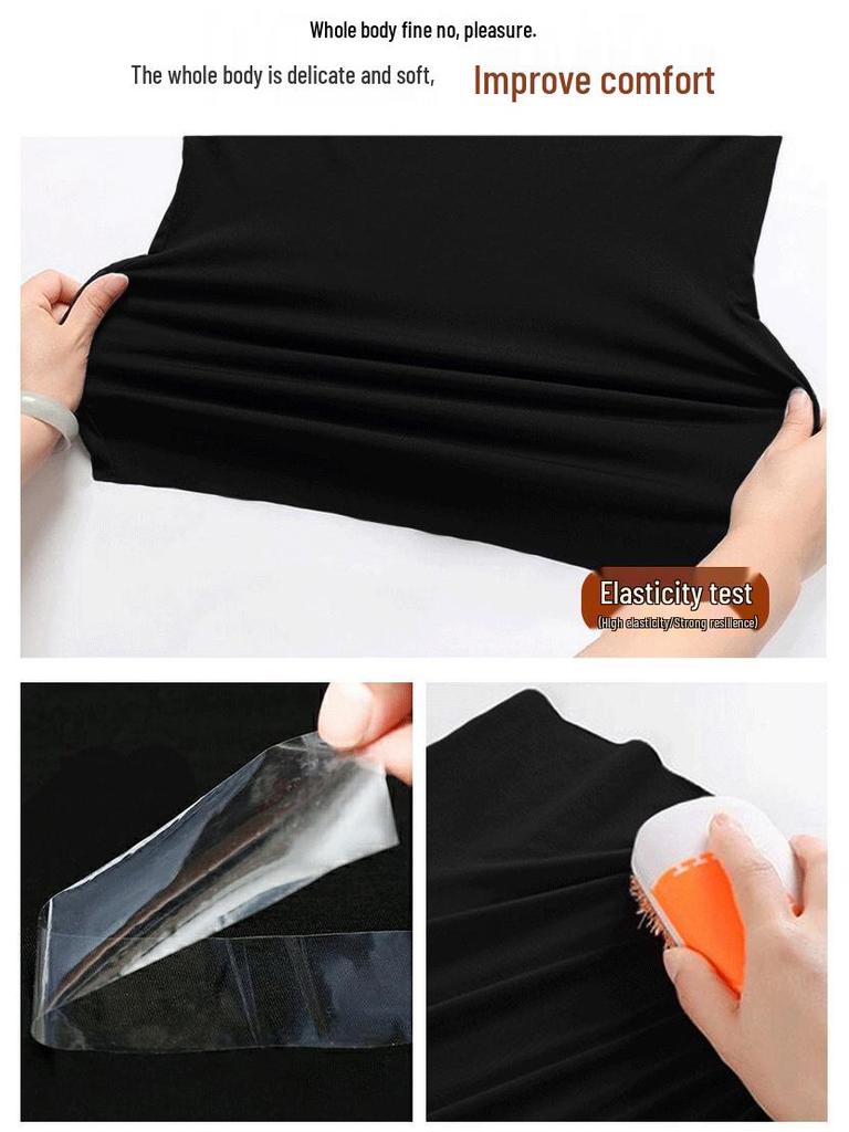 Women's Summer Modal Slim Fit Plus Size Black Short Sleeve T-Shirt