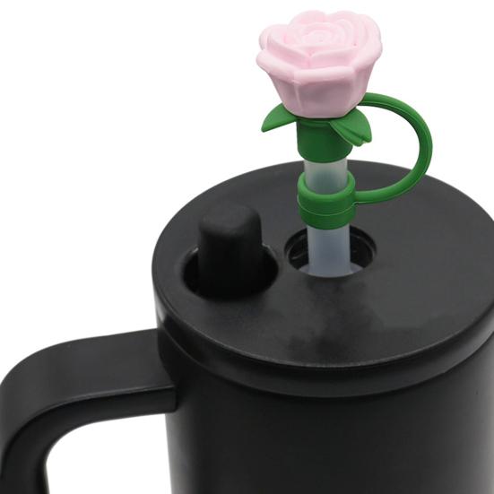 1/9 ks silikonové víčka na brčko pro šálek 30/40 oz Roztomilé květinové zavírače brček pro skleničku 10mm prachotěsné obaly na slámku na pití Víčka na opakované použití