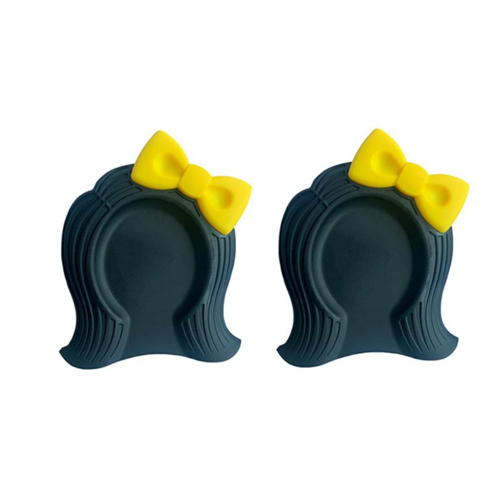 

2pcs Cartoon Women Hair Spoon Rest Heat Resistant Utensil Holder Spatula Holder Countertop жовтий