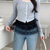Embroidered Flower Lace Mini Skirt Harajuku frillies See Through Pleated Skirts Jeans Decoration