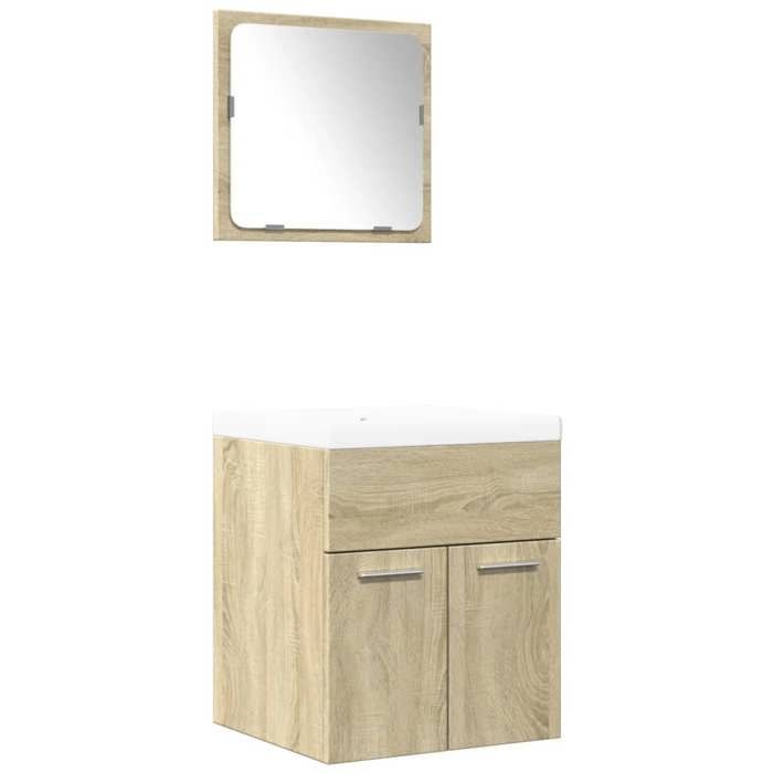 VidaXL Ensemble de meubles de salle de bain 3 pcs chêne sonoma, armoire de salle de bain, meuble de salle de bain, miroir de 3324986