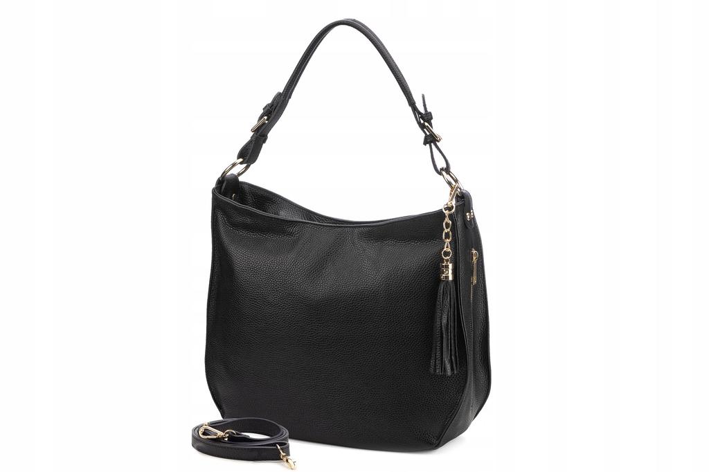 Vera Pelle women's handbag black leather A4 shopper bag shoulder bag