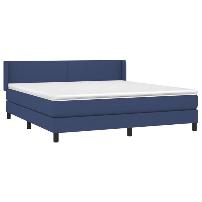 Lit avec matelas - Maison Exclusive - 160x200 cm - Tête de lit réglable - Tissu bleu - 2 places