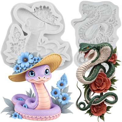 Snake Silicone Mold Snake Fondant Molds Cake Decorating Tools Cupcake Topper Candy Sugar Craft Gum Paste Polymer Clay