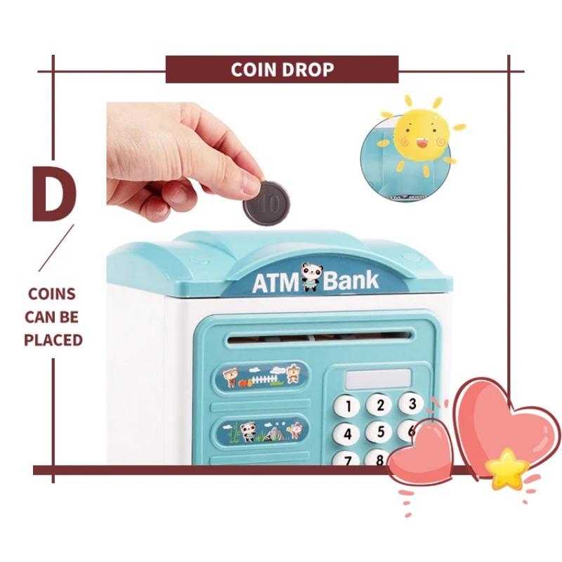 Tirelire avec empreinte digitale Tirelire électronique ATM Coffre-fort pour pièces de monnaie Grande tirelire Serrure à mot de passe pour enfants