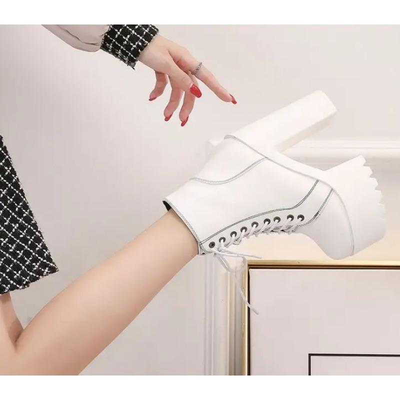 Europe and America Style Sexy High Heels 15 Cm Crude with Super High Heel Women's Boots Ankle Boots Classic Fashion Short Boots