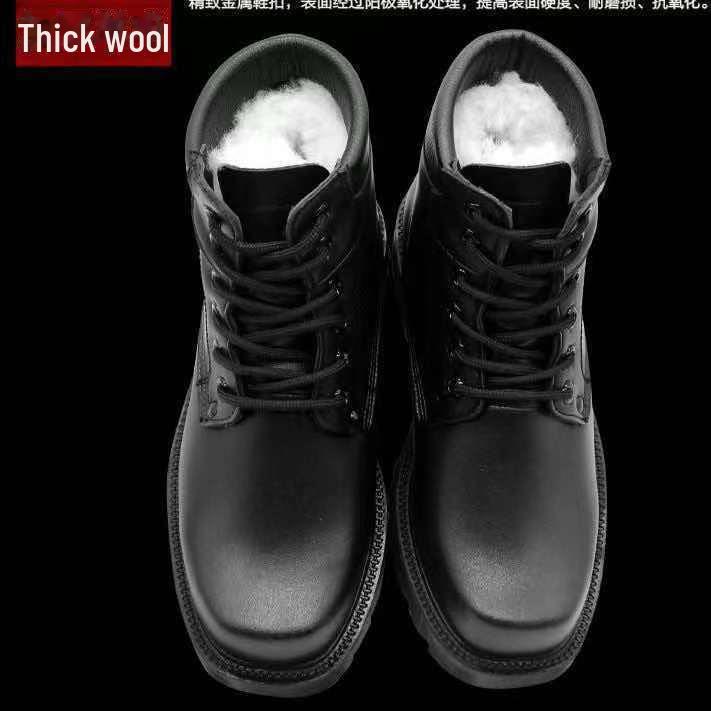 

Мужские зимние ботинки из натуральной кожи — нескользящие, утолщенные из коровьей кожи и шерсти для защиты от холода 43