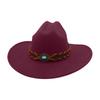 French Flat-Brimmed Top Hat Western Cowboy Hat Hot-Selling High-End Ethnic Style Travel Sunshade Woolen Jazz Hat