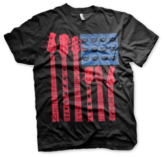 

26 Red White And Blues Guitar and Amp Flag Style Printed T-Shirt Unisex T-Shirt XL