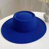 New Retro Imitation Wool Hat for Women Solid Color Versatile French Top Hat British Large Brim Dome Concave Felt Hat