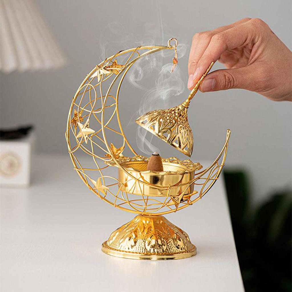 Incense Burner Holder Arabic Crescent Meditation Decor Incense Cone Burner Ornaments for Studio Spiritual Practice Study
