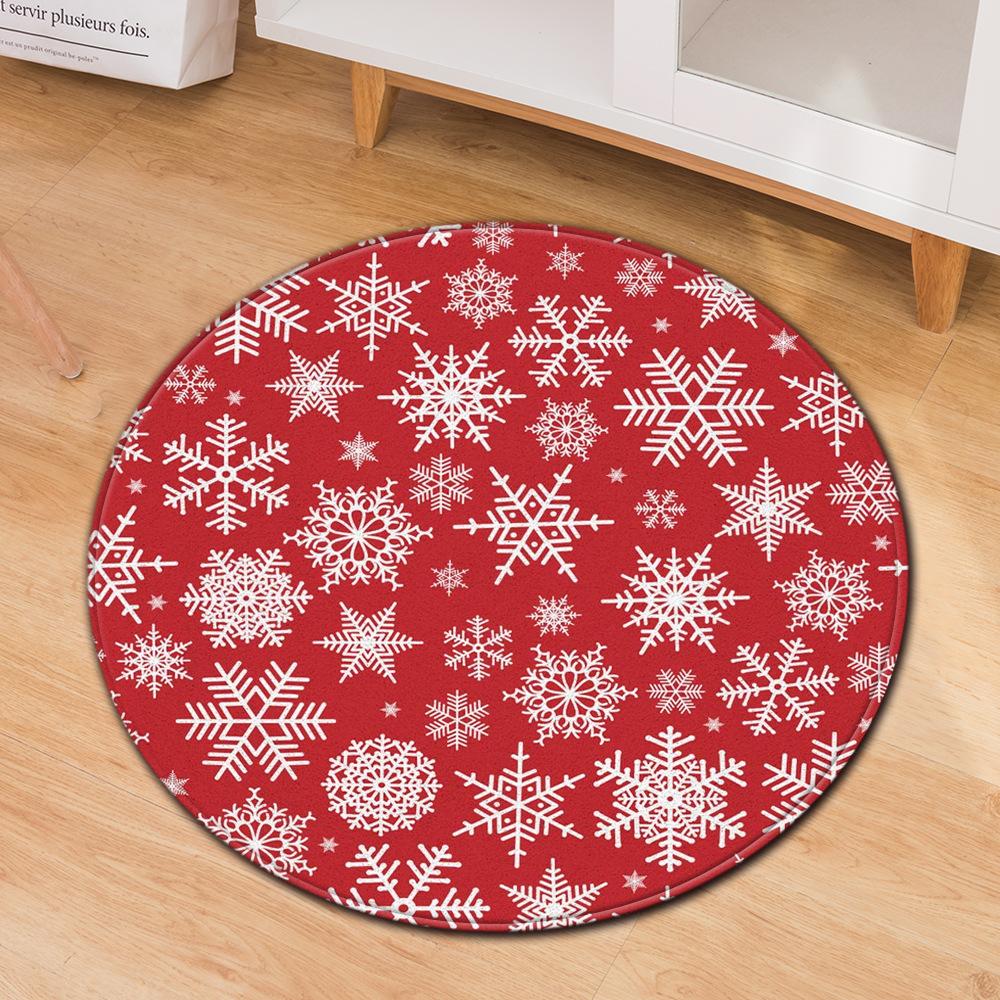 Christmas Festive Door Mat Household Non-Slip Round Floor Mat Living Room Coffee Table Bedroom Carpet