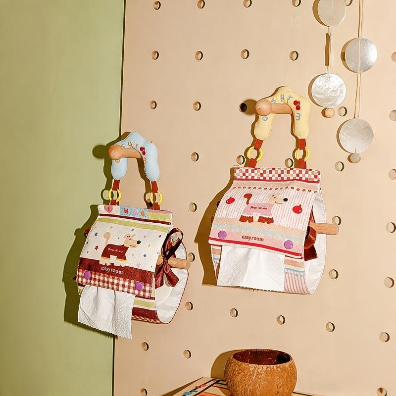 1pc of Cute Wall Mounted Tissue Box, Living Room Tissue Cover, Toilet Paper Drawer, Paper Hanging Bag, Hanging Toilet Paper Drawer