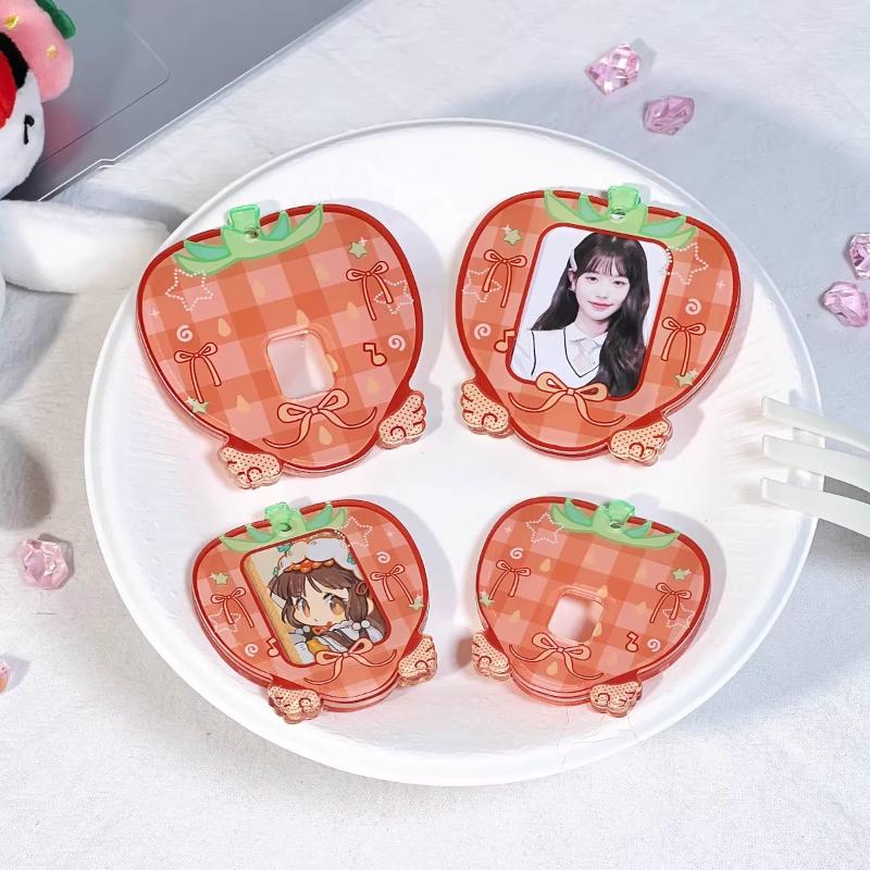 Cute Fruits Photo Frame Cartoon Strawberry Photocard Holder 1 Inch 2 Inch Kpop Idol Card Sleeves Apple Acrylic Protective Case