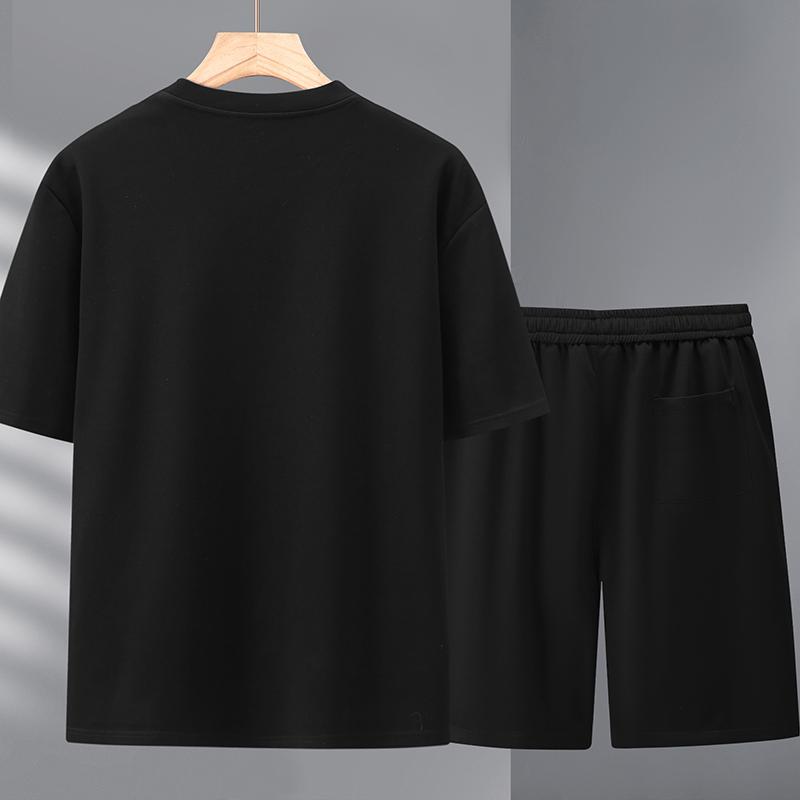 Plus Size 4XL-11XL Oversized Shorts Sets Summer T-shirt Vintage Clothes Men's 2 Pieces Set