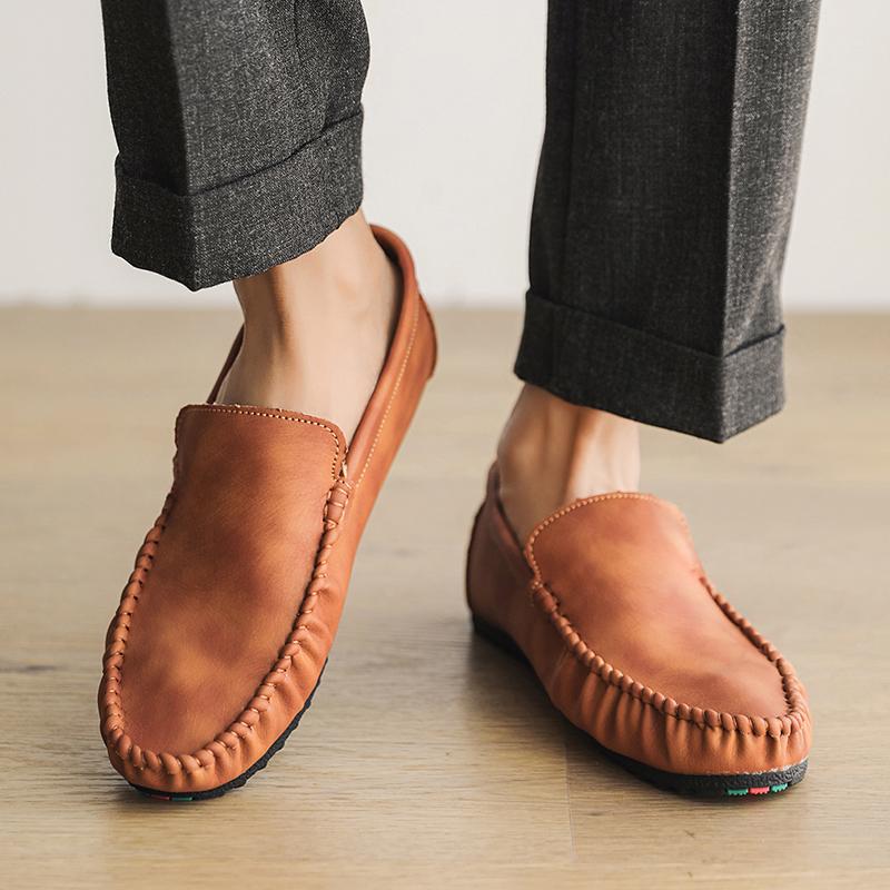 Fashion Non Slip Walking Office Work Shoes Mens Leather Shoes 2025 Casual Slip on Formal Dress Loafers Breathable Soft Flats for Male