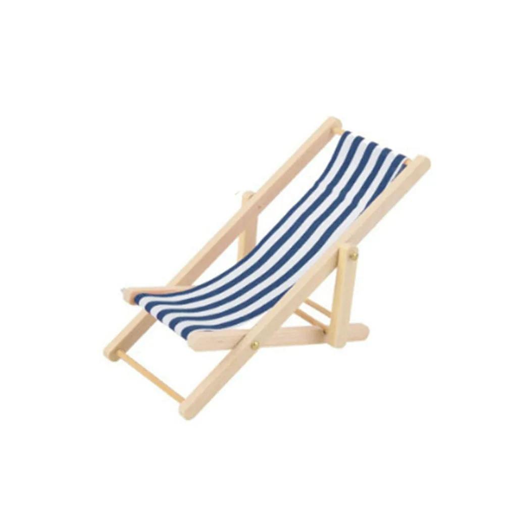 Beach Chair Folding Furniture 1/12 Dollhouse Accessories Beach Scene Layout Doll House Wooden Table Mini Toys