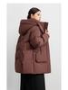 Women's Black Down Jacket: Mid-Age Style with Removable Hood and Large Pockets, Thickened for Extra Warmth