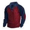 Autumn/Winter Men's Outdoor Raglan Sleeve Casual Stand Collar Loose-Fit Corduroy Colour-Blocked Sports Sweatshirt