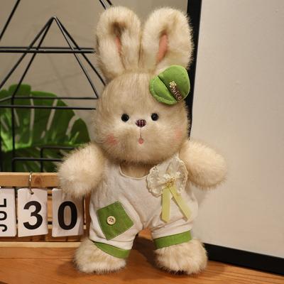 Blue Rabbit Plush Toy Dressed Bunny Doll Stuffed Animal for Kids Girlfriend Birthday Gift