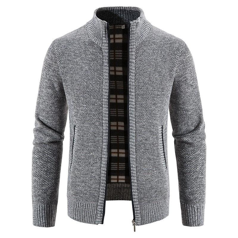 

Men’s Plus Size Thick Fleece Lined Stand Collar Zip Cardigan XXXL