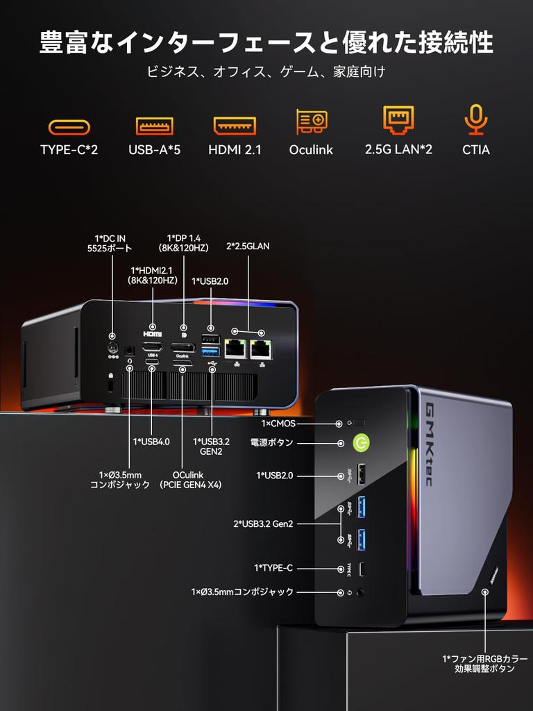GMKtec K12 Mini PC with AMD Ryzen 7 H 255 Processor Than the 8 16 Up To 32GB DDR5 1TB NVMe PCIe X4 Dual HDMI 8K Quad Display Quiet Cooling Ideal for
