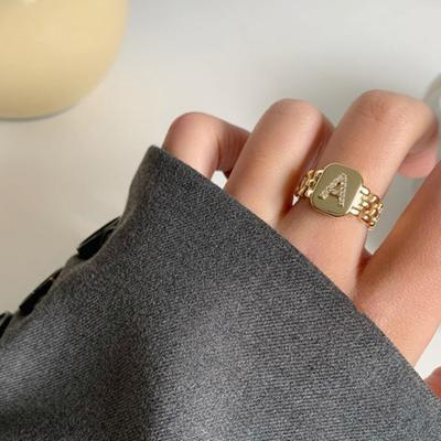 Inele Unisex Deschidere Largă Reglabil Strass 26 Litere Inel de Deget Accesorii Bijuterii