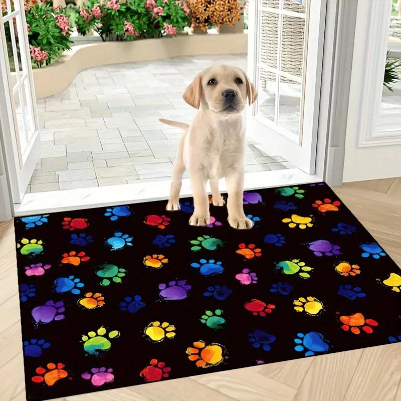 Polymères de sol absorbants décoratifs pour la maison, empreinte de patte de chat, paillassons de cuisine, entrée de bienvenue, tapis lavabl 40x60cm