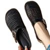 Silver Toe-Over Summer Flat Bottom Half Slippers Women's Breathable Hole Design Outdoor Wear Rubber Sole Simple Style Shoes