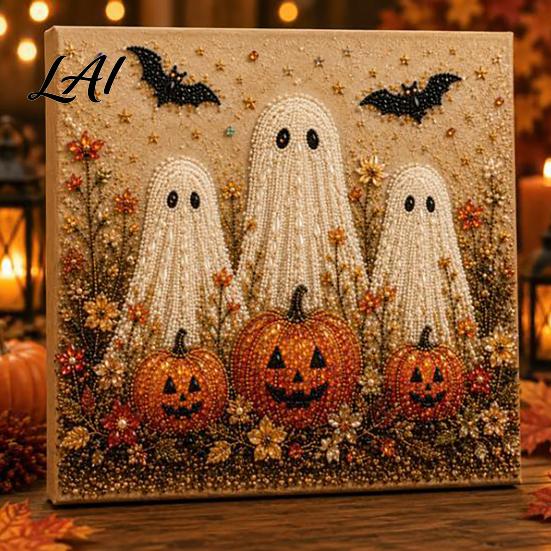 Dark Aesthetic Crafting Halloween Faux Pearl Art DIY Kit Spooky Cute 3D Beads Painting Crafts Diamond Kit for Adults Beginners Seasonal Wall